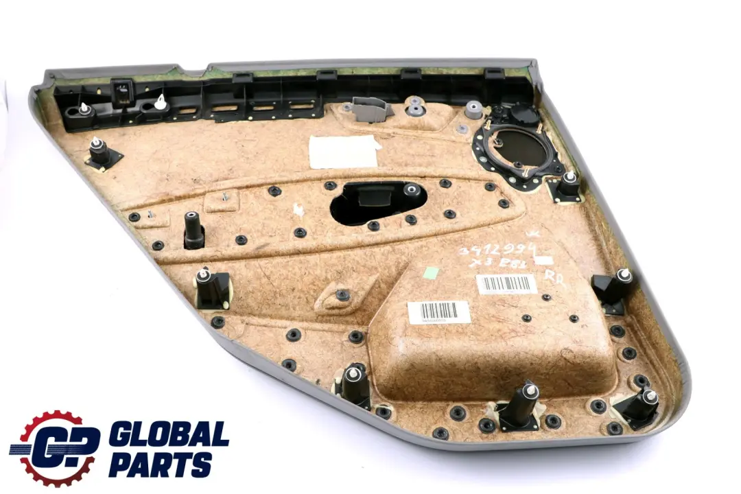 Right O/S Door Card Lining Leather Graublau Grey Blue to BMW X3 Series E83 Rear with Part number 3412942 BMW X3 Series E83 Rear Right O/S Door Card Lining Leather Graublau Grey Blue - SKU 3412994 - Part number 3412942