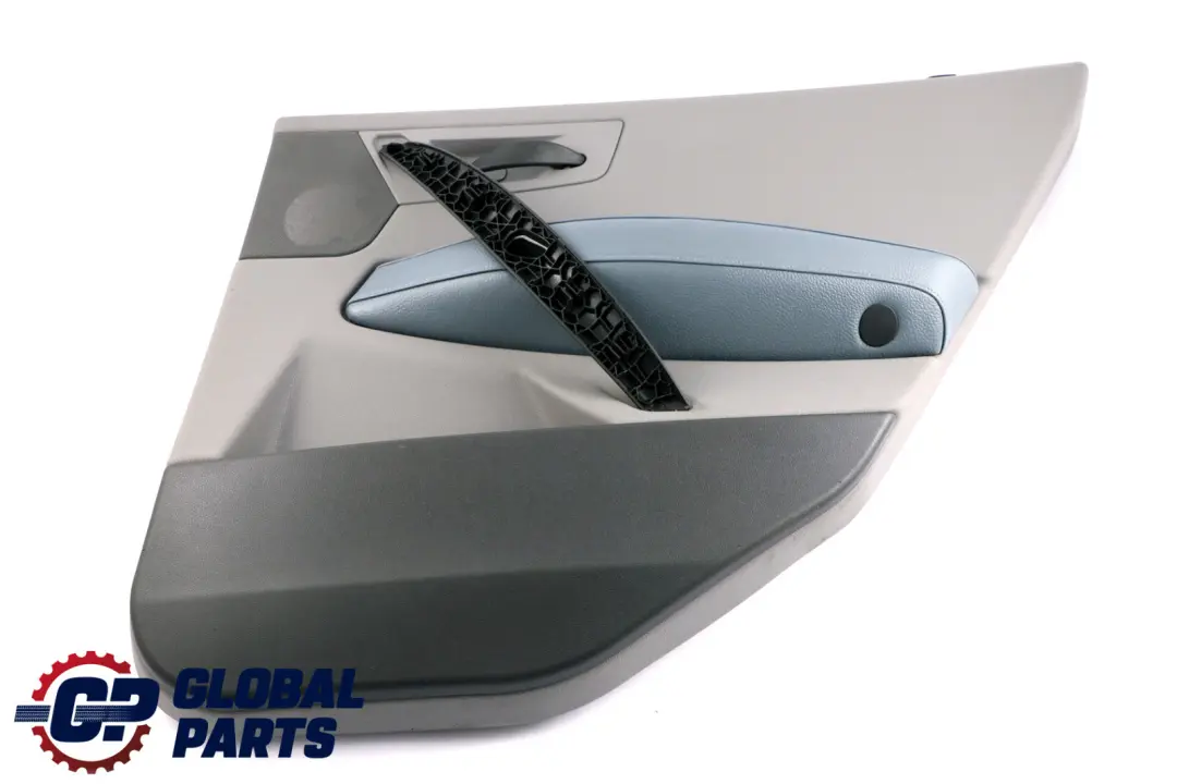 Right O/S Door Card Lining Leather Graublau Grey Blue to BMW X3 Series E83 Rear with Part number 3412942 BMW X3 Series E83 Rear Right O/S Door Card Lining Leather Graublau Grey Blue - SKU 3412994 - Part number 3412942