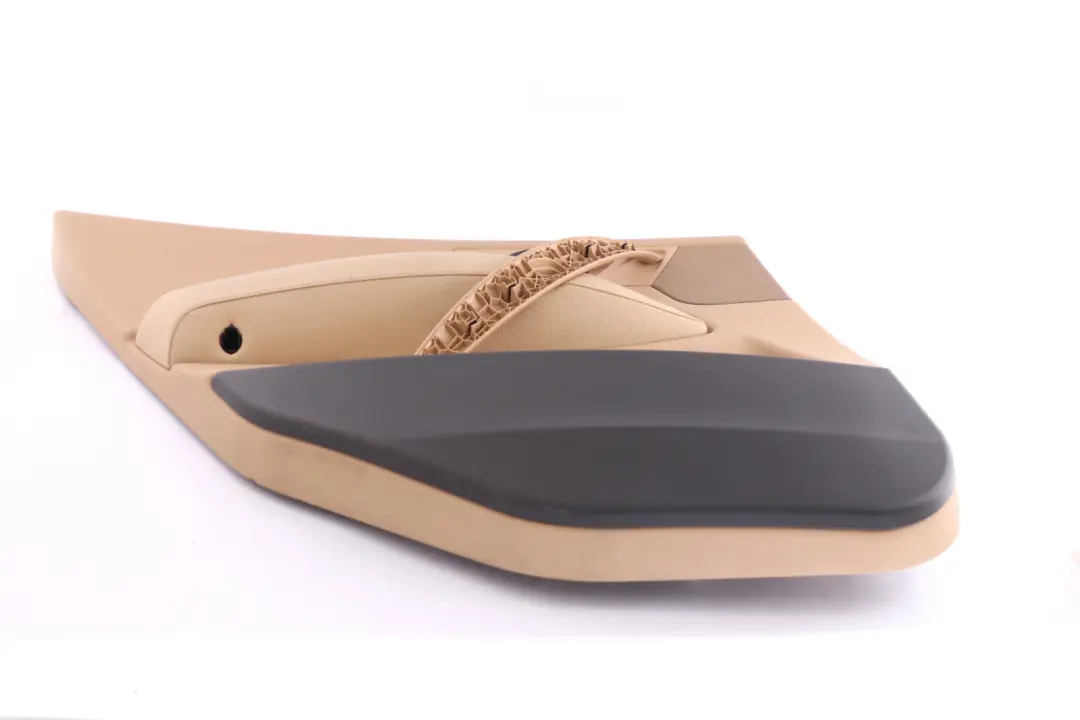 Left N/S Door Card Lining Leather Sandbeige Hell Beige to BMW X3 Series E83 Rear with Part number 3412995 BMW X3 Series E83 Rear Left N/S Door Card Lining Leather Sandbeige Hell Beige - SKU 3412995 - Part number 3412995