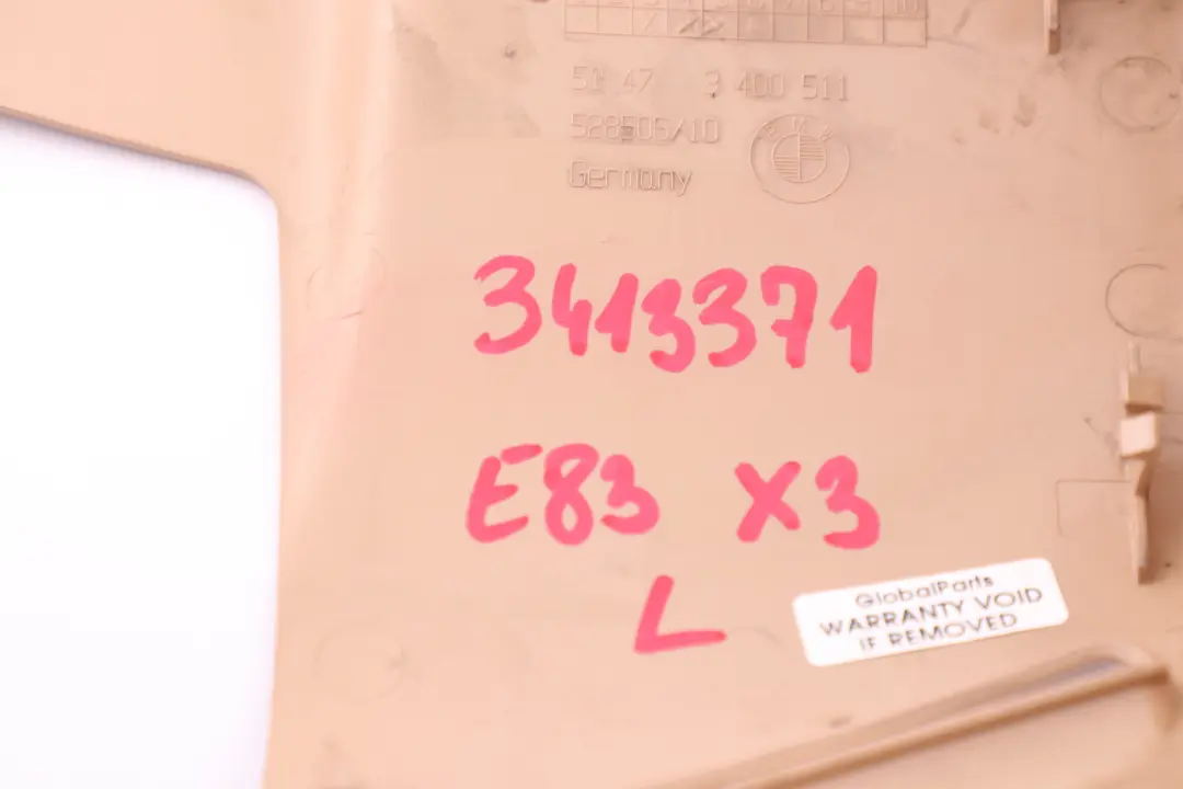 BMW E83 X3 Osłona obudowa pasa lewy tył 3400511 - SKU 3413371 - Numer Części 3413371