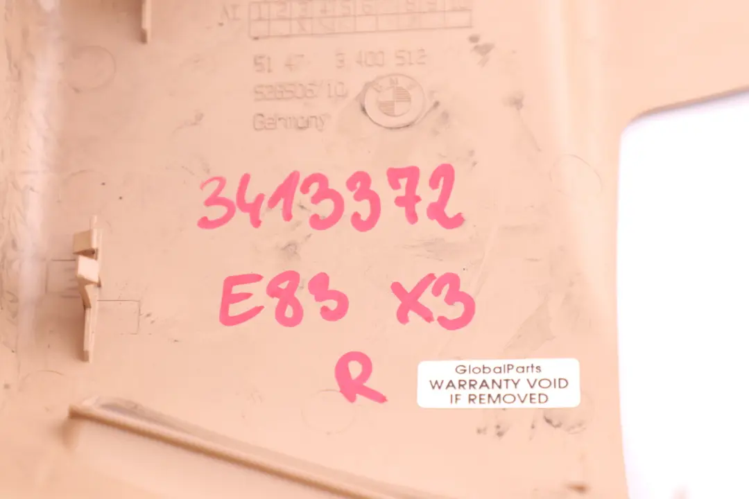 Osłona obudowa pasa prawy tył 3400512 do BMW E83 X3 o numerze 3413372 BMW E83 X3 Osłona obudowa pasa prawy tył 3400512 - SKU 3413372 - Numer Części 3413372