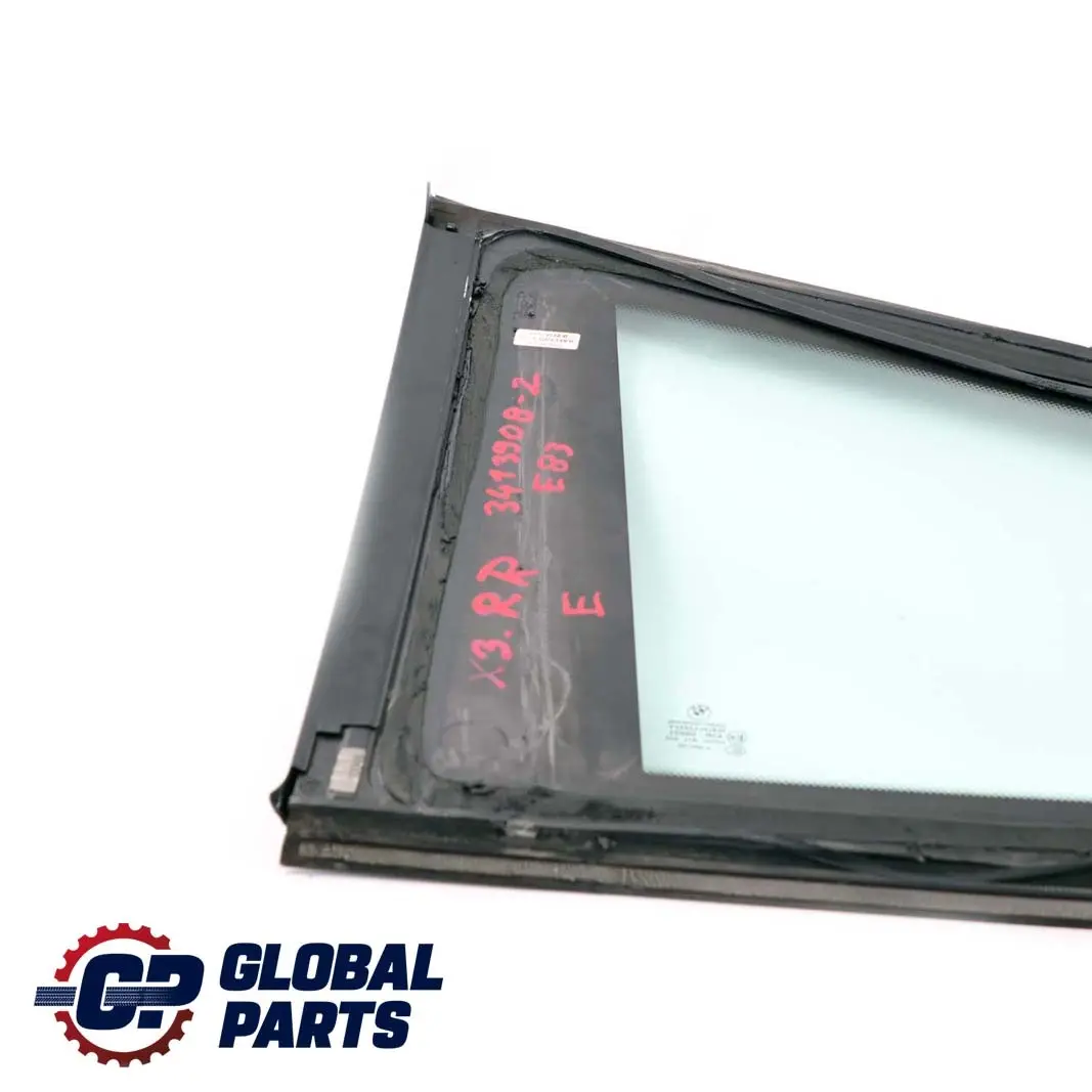 Trim Side Glass Window Fixed Green Right O/S AS2 to BMW X3 E83 LCI Rear with Part number 3413908 BMW X3 E83 LCI Rear Trim Side Glass Window Fixed Green Right O/S AS2 - SKU 3413908-2 - Part number 3413908