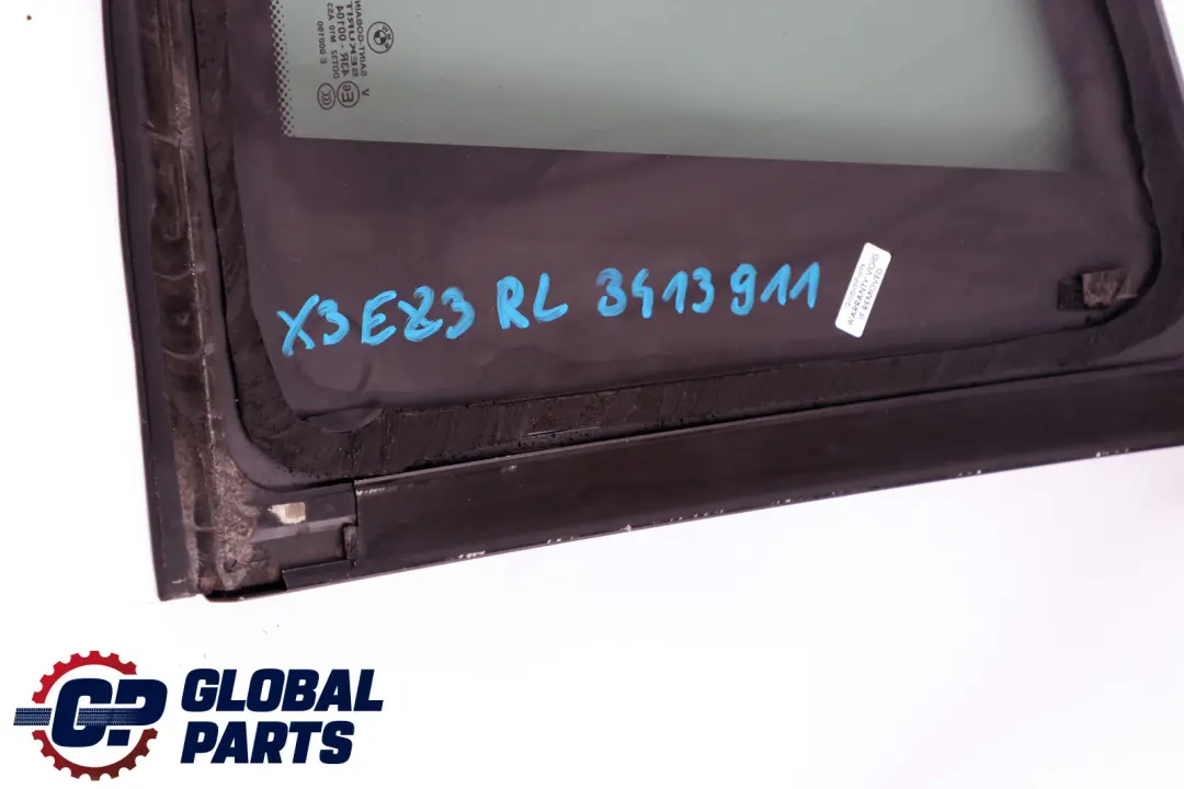 Fixed Door Window Glass Left Rear Black AS3 N/S to BMW X3 E83 LCI with Part number 3413911 BMW X3 E83 LCI Fixed Door Window Glass Left Rear Black AS3 N/S - SKU 3413911 - Part number 3413911