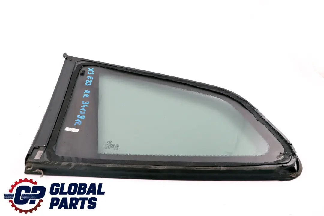 Fixed Door Window Glass Right Rear Black AS3 O/S to BMW X3 E83 LCI with Part number 3413912 BMW X3 E83 LCI Fixed Door Window Glass Right Rear Black AS3 O/S - SKU 3413912 - Part number 3413912