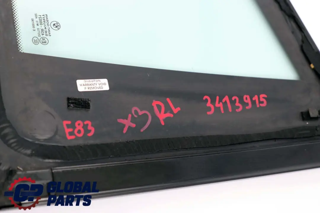 BMW X3 E83 Trim Side Glass Window Rear Left Quarter AS2 N/S Glanzschwarz - SKU 3413915 - Part number 3413915