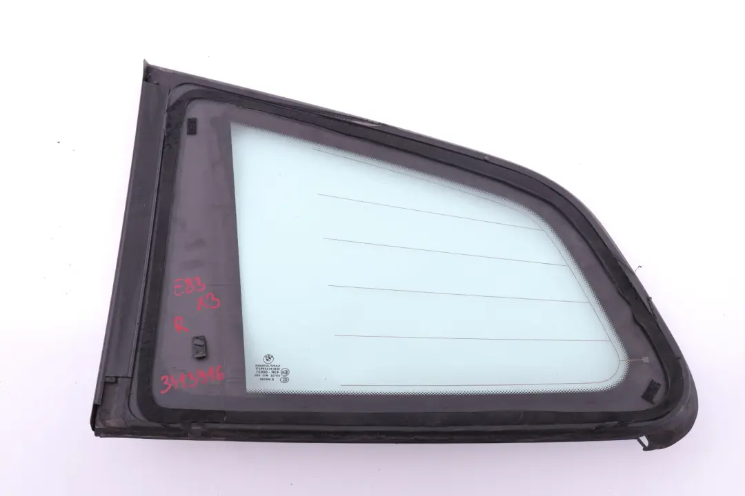 Side Window Glass Green Rear Right O/S AS2 TV Function Glanz to BMW X3 Series E83 with Part number 3413916 BMW X3 Series E83 Side Window Glass Green Rear Right O/S AS2 TV Function Glanz - SKU 3413916 - Part number 3413916