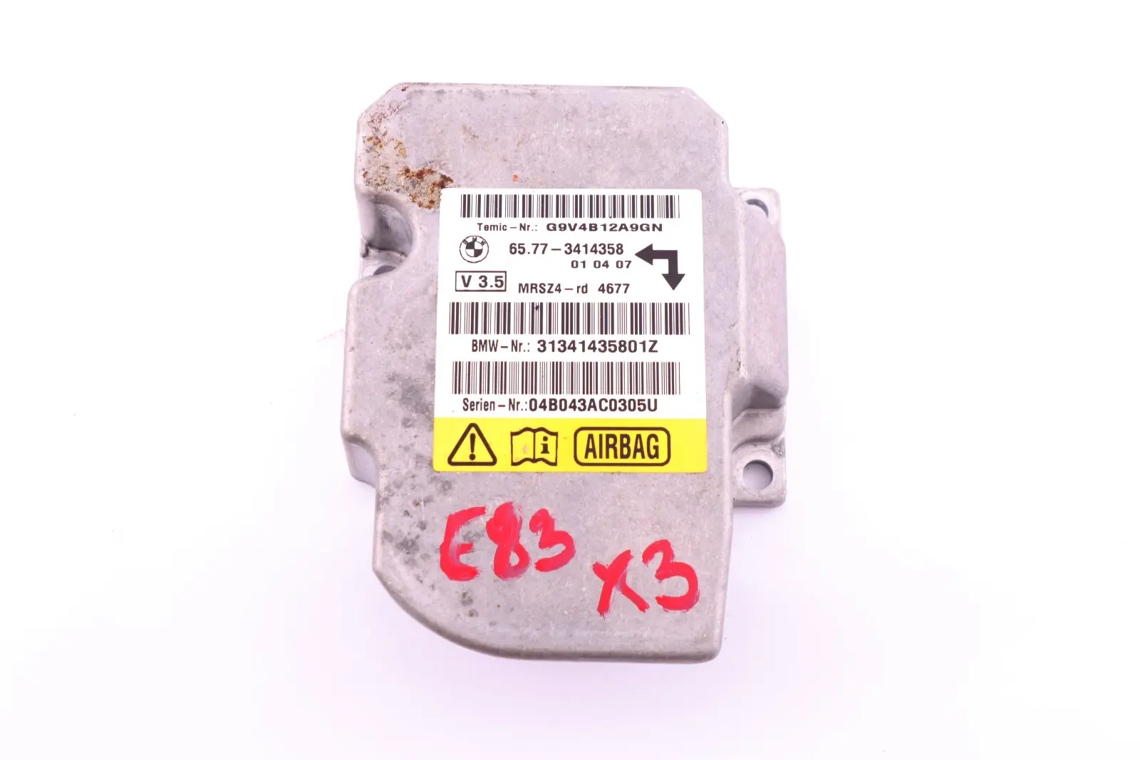 BMW X3 Series E83 Airbag Sensor Control Module 3414358 65773414358