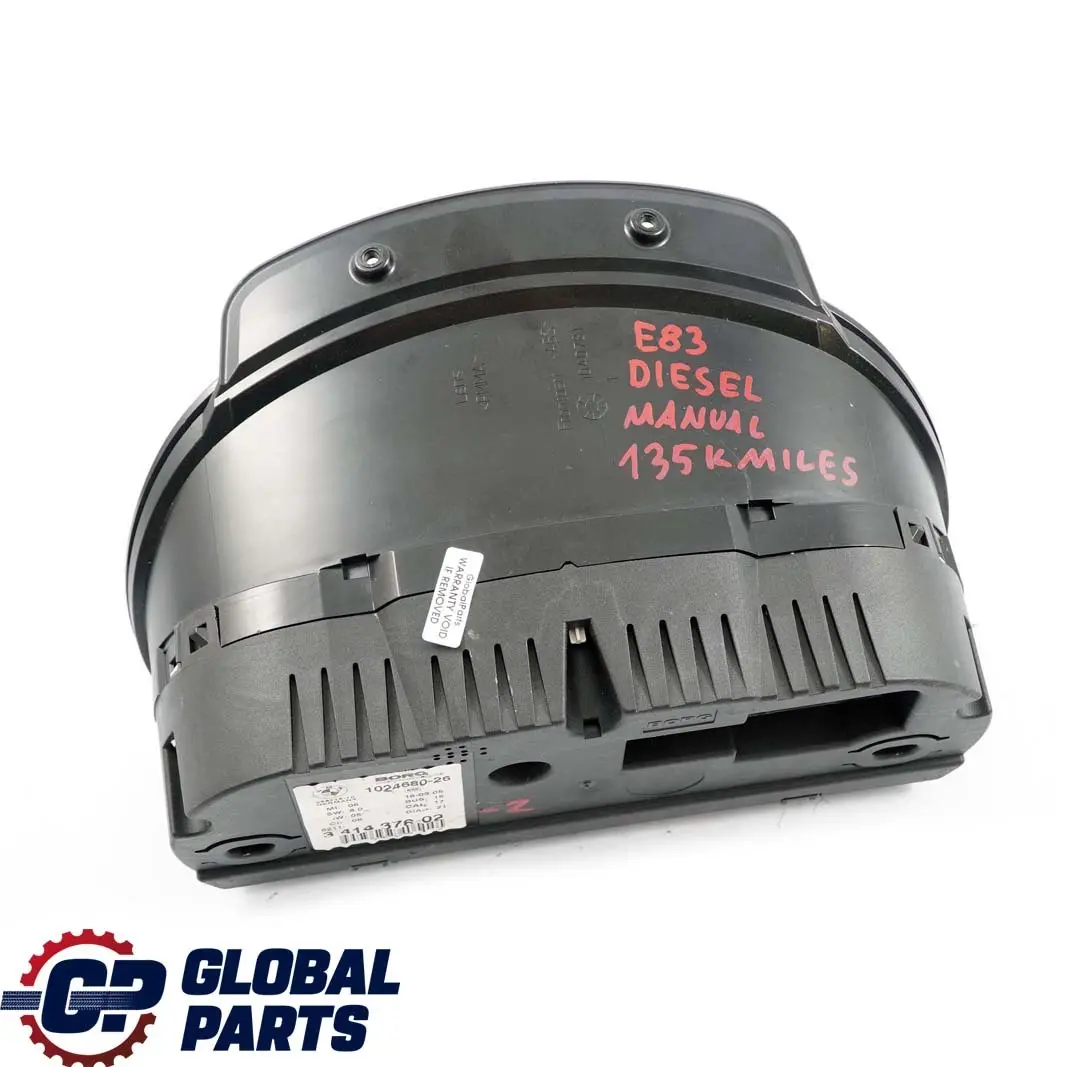 Instrument Cluster Speedo MPH Clocks Manual to BMW X3 E83 Diesel 2.0d 3.0d with Part number 3414376 BMW X3 E83 Diesel 2.0d 3.0d Instrument Cluster Speedo MPH Clocks Manual - SKU rhd-3414376-2 - Part number 3414376