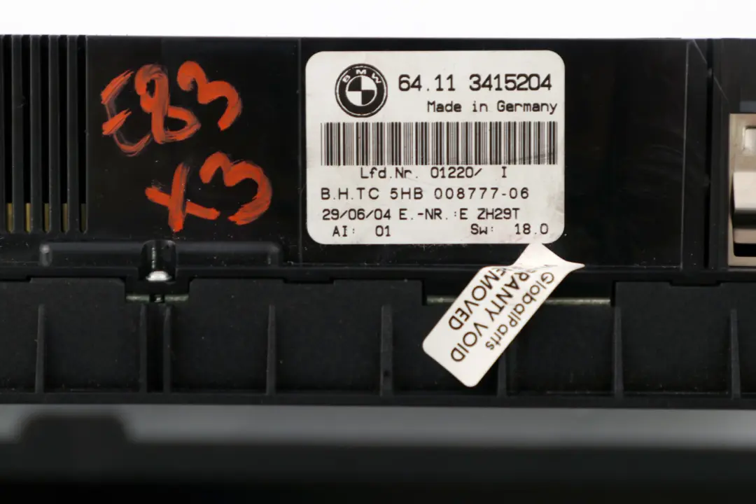 Automatik-Klimaanlagen-Steuergerät Schalter für BMW X3 E83 LCI mit Teilenummer 3415204 BMW X3 E83 LCI Automatik-Klimaanlagen-Steuergerät Schalter - SKU 3415204 - Teilenummer 3415204