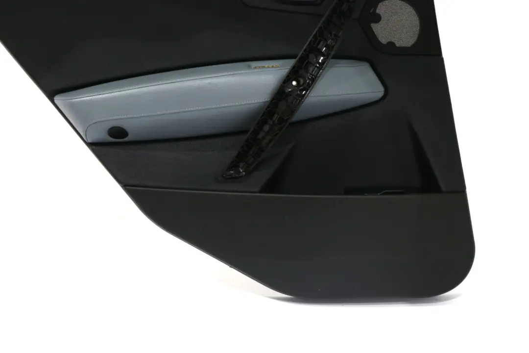 Left N/S Door Card Lining Leather Black Grey Blue to BMW X3 Series E83 Rear with Part number 3415901 BMW X3 Series E83 Rear Left N/S Door Card Lining Leather Black Grey Blue - SKU 3415901 - Part number 3415901