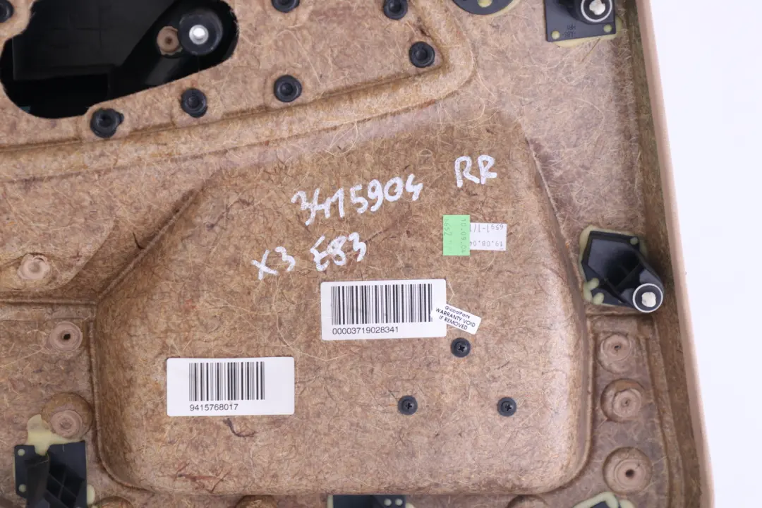 BMW X3 Series E83 Rear Right O/S Door Card Lining Leather Sandbeige Beige - SKU 3415904 - Part number 3415904
