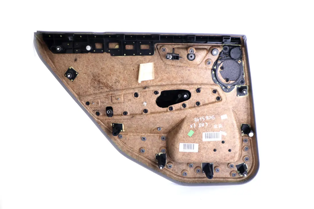 Right O/S Door Card Lining Leather Ambiente Grau Grey to BMW X3 Series E83 Rear with Part number 3415906 BMW X3 Series E83 Rear Right O/S Door Card Lining Leather Ambiente Grau Grey - SKU 3415906 - Part number 3415906