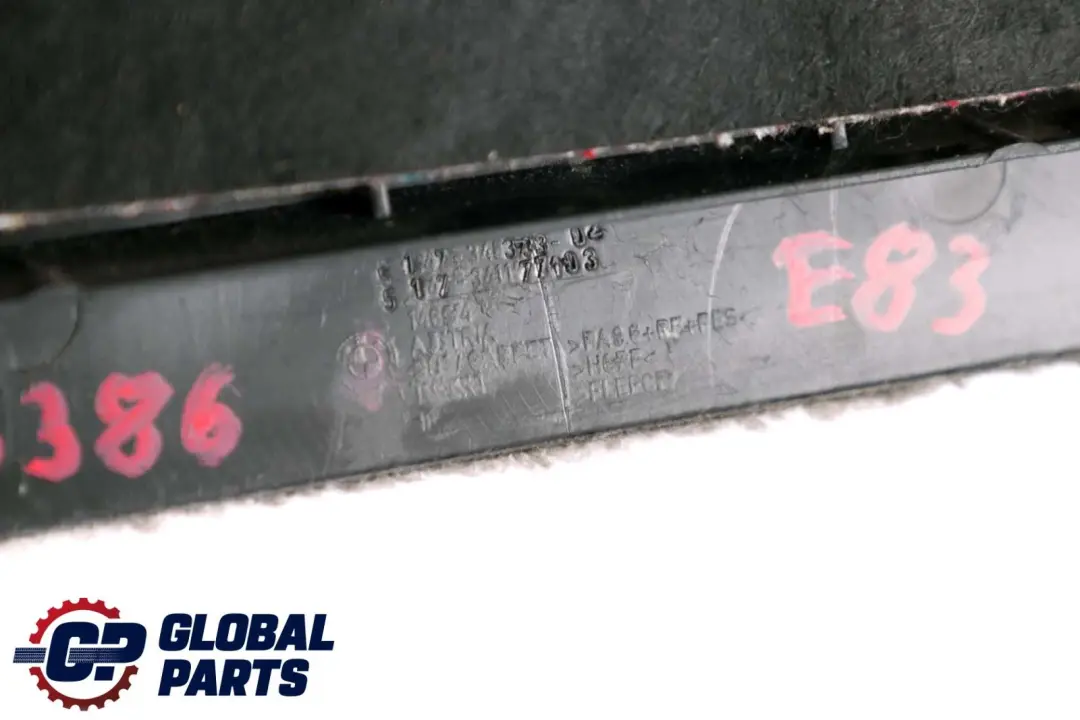 Boot Trunk Trim Cover Panel Flap Left N/S Luggage 3403733 to BMW X3 Series E83 with Part number 3416386 BMW X3 Series E83 Boot Trunk Trim Cover Panel Flap Left N/S Luggage 3403733 - SKU 3416386 - Part number 3416386