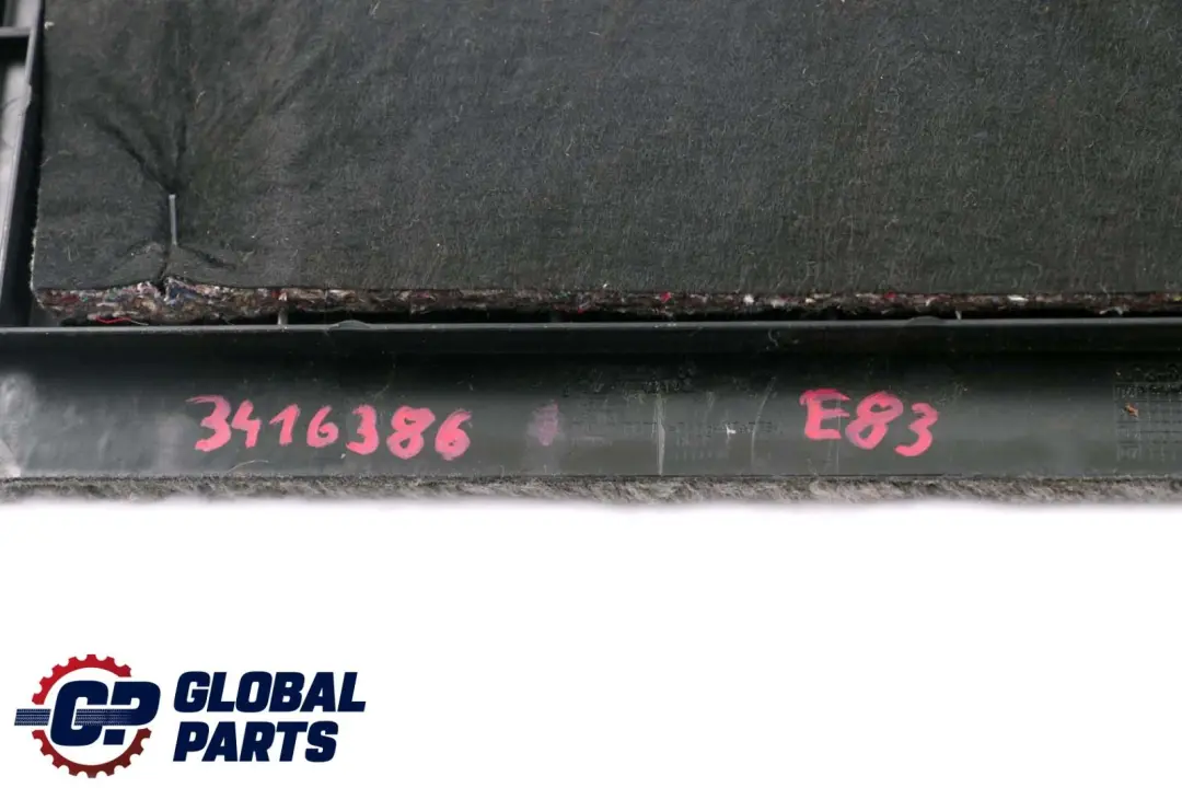 Boot Trunk Trim Cover Panel Flap Left N/S Luggage 3403733 to BMW X3 Series E83 with Part number 3416386 BMW X3 Series E83 Boot Trunk Trim Cover Panel Flap Left N/S Luggage 3403733 - SKU 3416386 - Part number 3416386