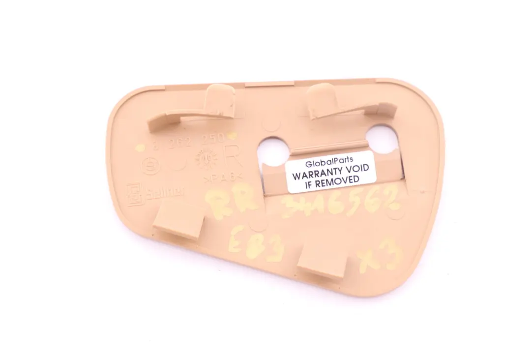 Right Rear Seat Catch Cover Trim Beige 8262250 to BMW X3 Series E83 with Part number 3416562 BMW X3 Series E83 Right Rear Seat Catch Cover Trim Beige 8262250 - SKU 3416562 - Part number 3416562