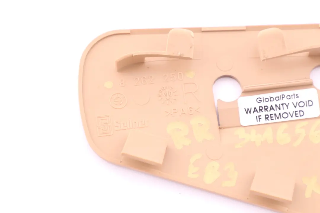 Right Rear Seat Catch Cover Trim Beige 8262250 to BMW X3 Series E83 with Part number 3416562 BMW X3 Series E83 Right Rear Seat Catch Cover Trim Beige 8262250 - SKU 3416562 - Part number 3416562