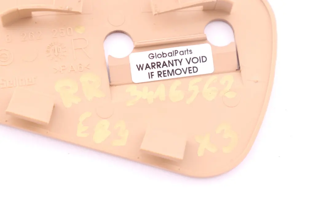 Right Rear Seat Catch Cover Trim Beige 8262250 to BMW X3 Series E83 with Part number 3416562 BMW X3 Series E83 Right Rear Seat Catch Cover Trim Beige 8262250 - SKU 3416562 - Part number 3416562