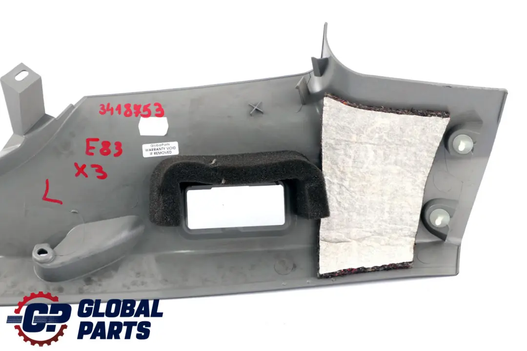 column D windscreen window trim left GRAU 3330449 to BMW X3 SERIES E83 LCi Cover with Part number 51433418753 BMW X3 SERIES E83 LCi Cover column D windscreen window trim left GRAU 3330449 - SKU 3418753 - Part number 51433418753