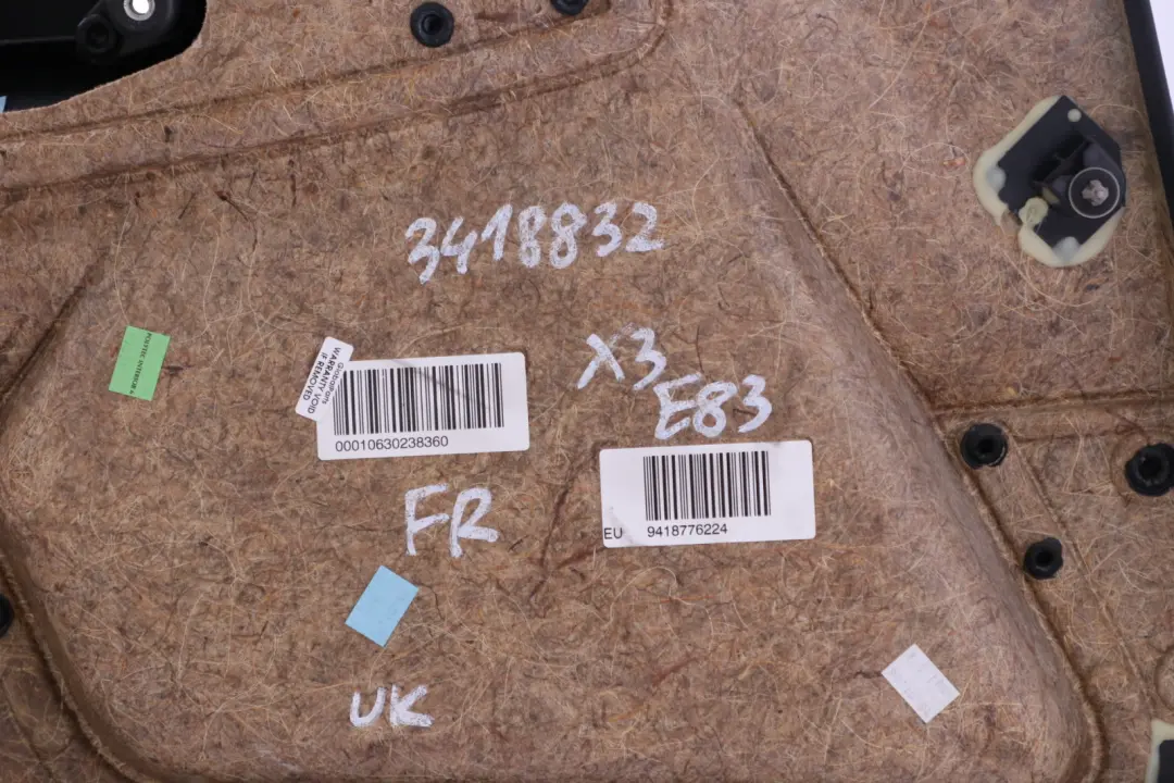 Door Card Lining Cloth Front Right O/S Black Cloth Adventure to BMW X3 Series E83 with Part number 3418832 BMW X3 Series E83 Door Card Lining Cloth Front Right O/S Black Cloth Adventure - SKU 3418832 - Part number 3418832