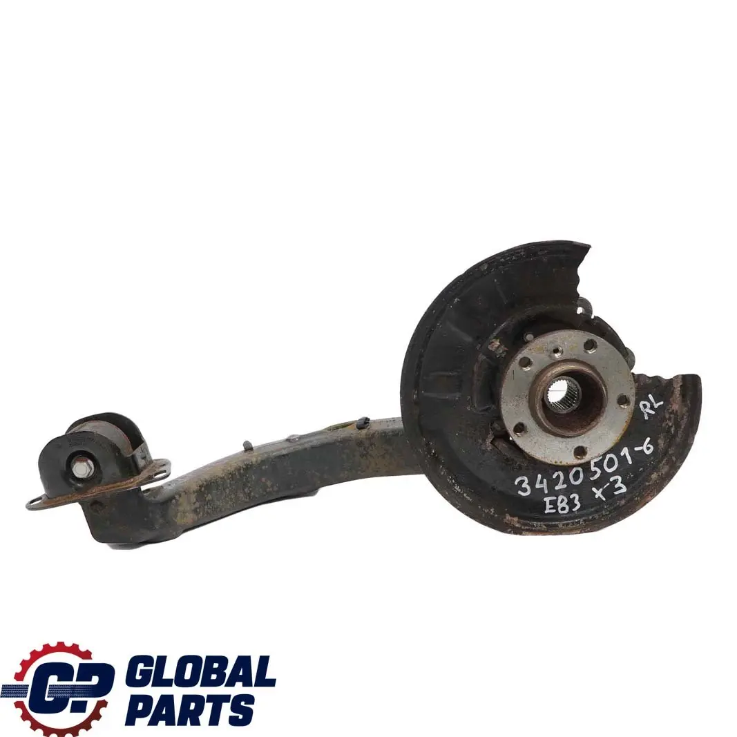 Eje Trasero Izquierdo Suspensión Pierna Brazo Cubo Soporte para BMW X3 E83 con número de pieza 3420501 BMW X3 E83 Eje Trasero Izquierdo Suspensión Pierna Brazo Cubo Soporte - SKU 3420501-6 - Número de pieza 3420501