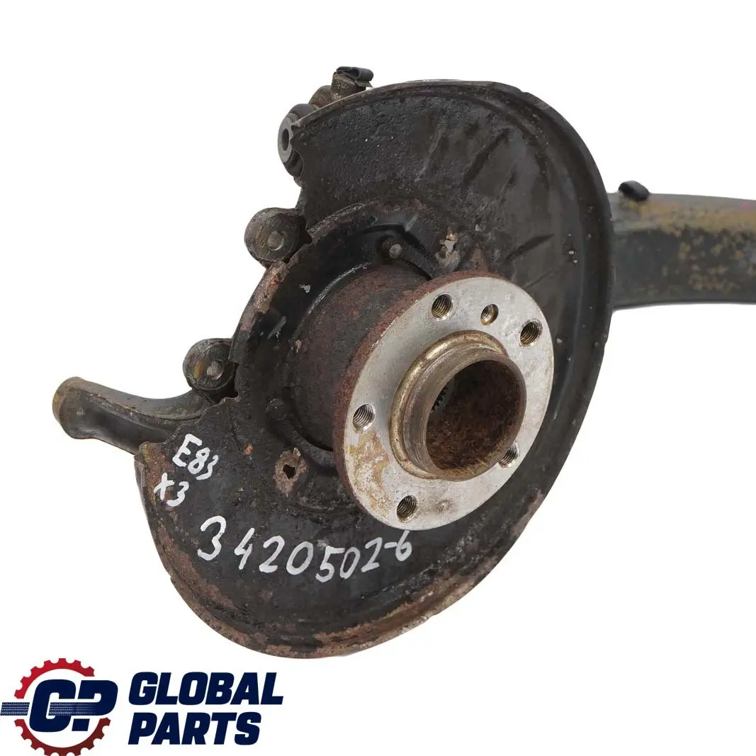 Eje Trasero Derecho Suspension Pierna Brazo Cubo Soporte para BMW E83 con número de pieza 3420502 BMW E83 Eje Trasero Derecho Suspension Pierna Brazo Cubo Soporte - SKU 3420502-6 - Número de pieza 3420502