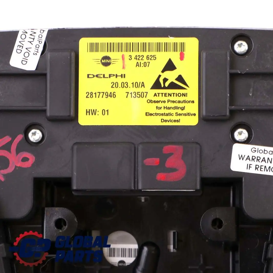 BMW Mini Cooper 3 R55 R56 R60 Roof Operating Unit Light Switch Grey - SKU 3422625-3 - Part number 3422625