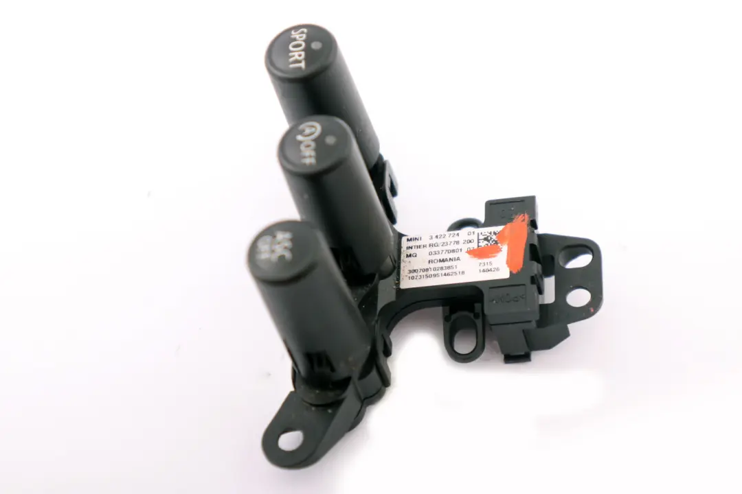Schalterblock ASC+MSA+SPORT 6130 für BMW Mini Cooper One R56 mit Teilenummer 3422724 BMW Mini Cooper One R56 Schalterblock ASC+MSA+SPORT 6130 - SKU 3422724-1 - Teilenummer 3422724