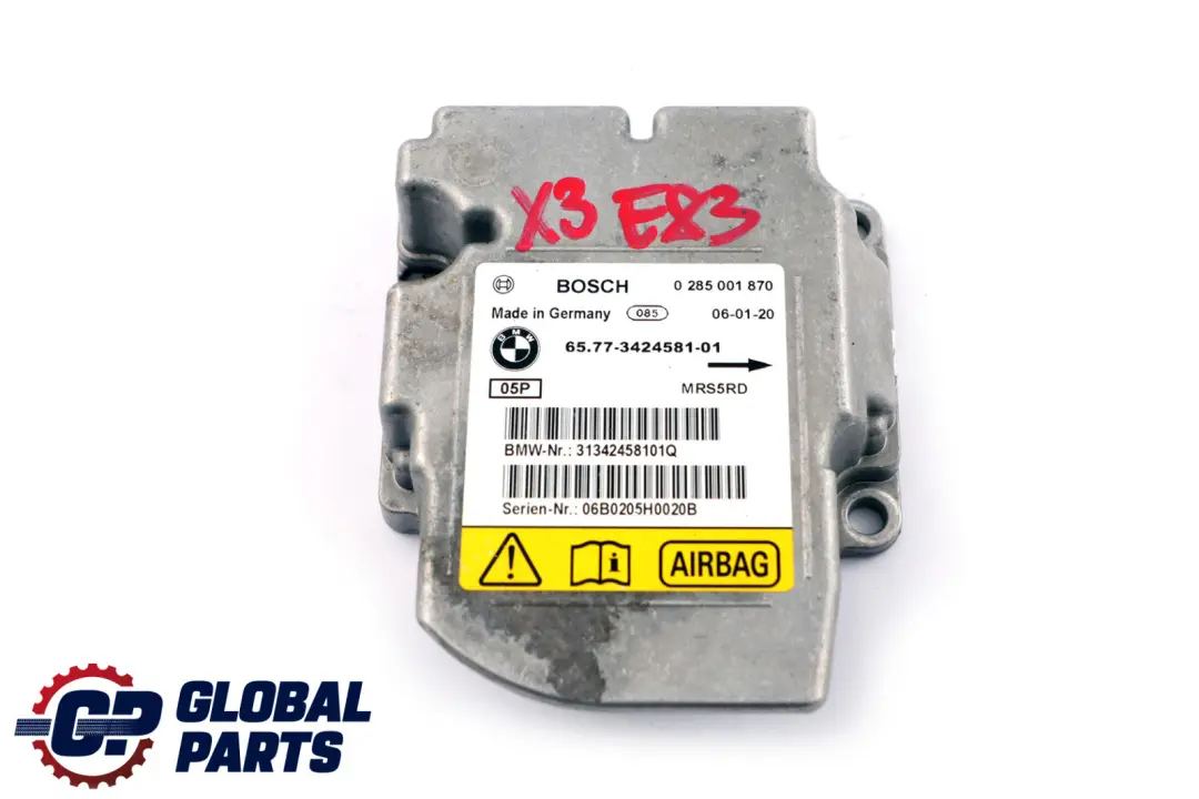 BMW X3 Series E83 Airbag Control Unit Module ECU 6577 - SKU 3424581 - Part number 3424581