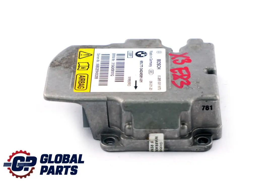 BMW X3 Series E83 Airbag Control Unit Module ECU 6577 - SKU 3424581 - Part number 3424581