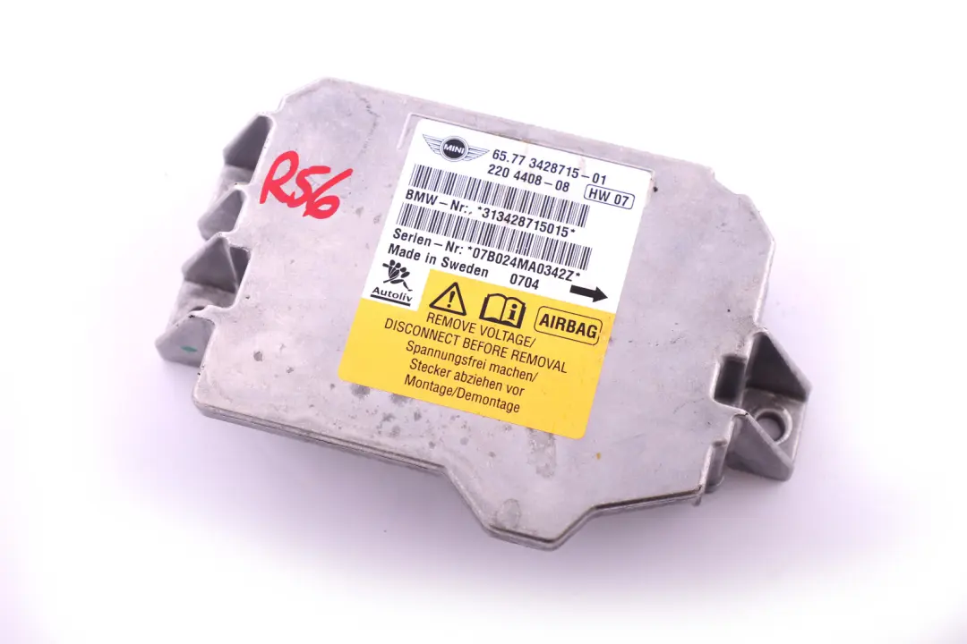 Airbag ECU Control Module to MINI Cooper One R56 R55 R58 R60 R61 with Part number 3428715 MINI Cooper One R56 R55 R58 R60 R61 Airbag ECU Control Module - SKU 3428715 - Part number 3428715