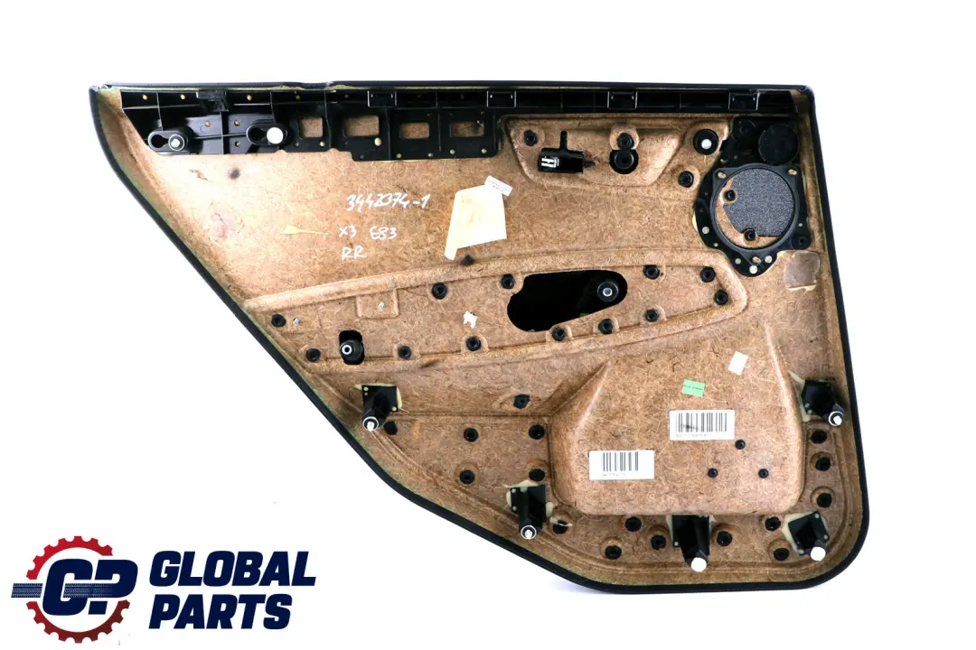 Right O/S Door Card Lining Trim Leather Black to BMW X3 Series E83 LCI 1 Rear with Part number 3442074 BMW X3 Series E83 LCI 1 Rear Right O/S Door Card Lining Trim Leather Black - SKU 3442074-1 - Part number 3442074