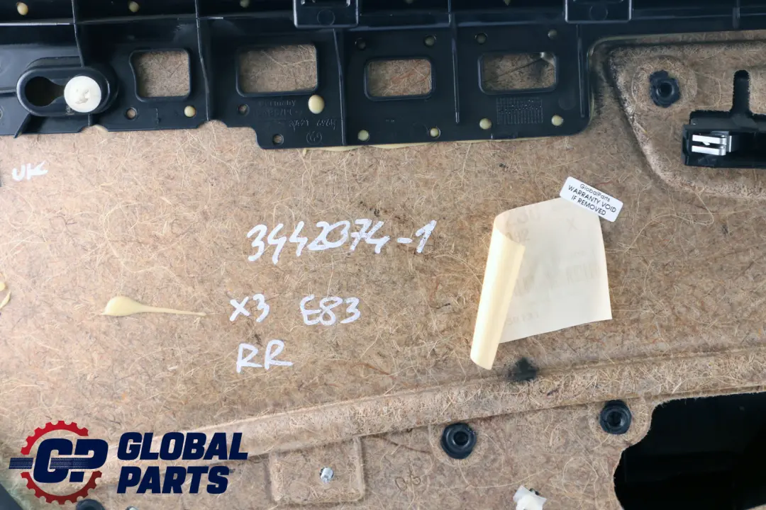 Right O/S Door Card Lining Trim Leather Black to BMW X3 Series E83 LCI 1 Rear with Part number 3442074 BMW X3 Series E83 LCI 1 Rear Right O/S Door Card Lining Trim Leather Black - SKU 3442074-1 - Part number 3442074