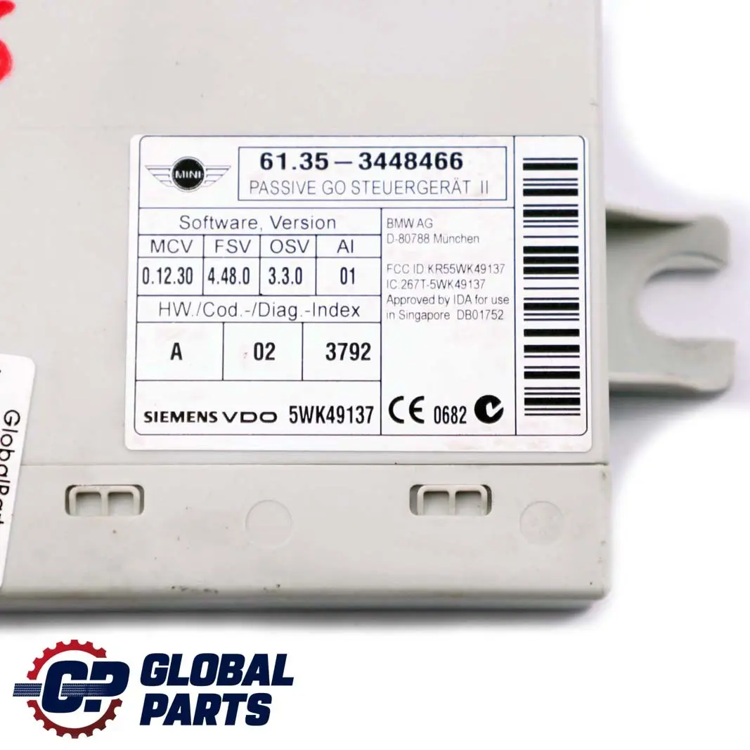 Steuergerät Modul Passiv Go für Mini Cooper R55 R56 mit Teilenummer 3448466 Mini Cooper R55 R56 Steuergerät Modul Passiv Go - SKU 3448466 - Teilenummer 3448466