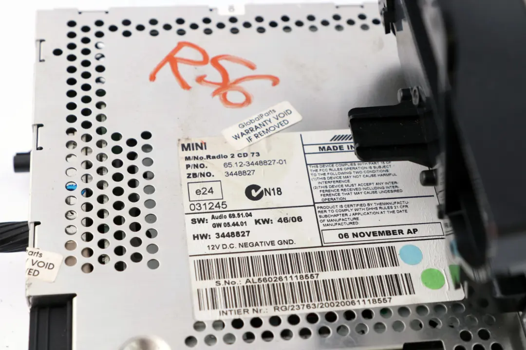 Radio Boost Lettore CD Unità Principale per Mini R55 R56 con numero di parte 3448827 Mini R55 R56 Radio Boost Lettore CD Unità Principale - SKU 3448827 - Numero di parte 3448827