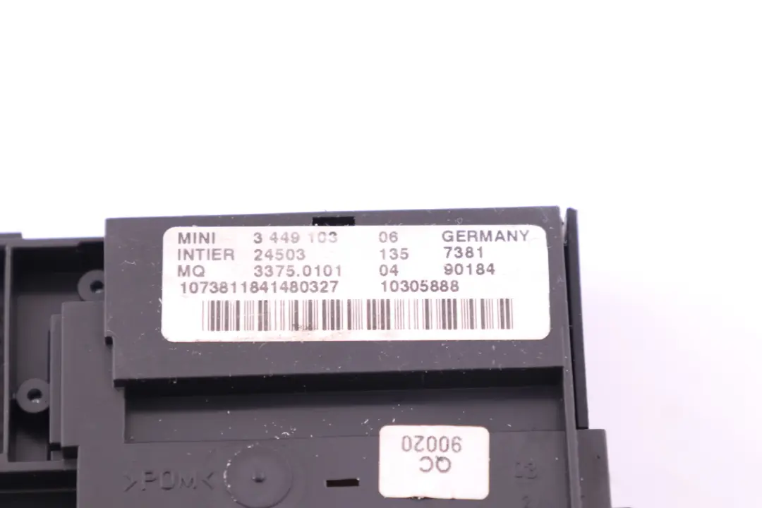 Lector de la Llave de Contacto Boton de Arranque y Parada del Motor para Mini R55 R56 con número de pieza 3449103 Mini R55 R56 Lector de la Llave de Contacto Boton de Arranque y Parada del Motor - SKU 3449103 - Número de pieza 3449103