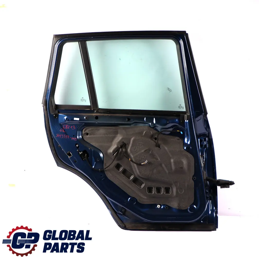 Door Rear Left N/S Mysticblau Mystic Blue Metallic - A07 to BMW X3 Series E83 with Part number 3449337 BMW X3 Series E83 Door Rear Left N/S Mysticblau Mystic Blue Metallic - A07 - SKU 3449337-MYS - Part number 3449337