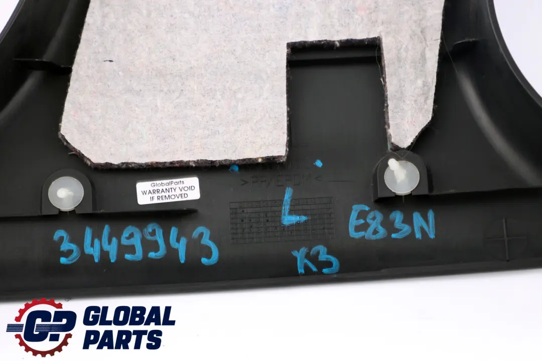 B-column Bottom Trim Left N/S Anthrazit 3416073 to BMW X3 Series E83 LCI Cover with Part number 3449943 BMW X3 Series E83 LCI Cover B-column Bottom Trim Left N/S Anthrazit 3416073 - SKU 3449943 - Part number 3449943