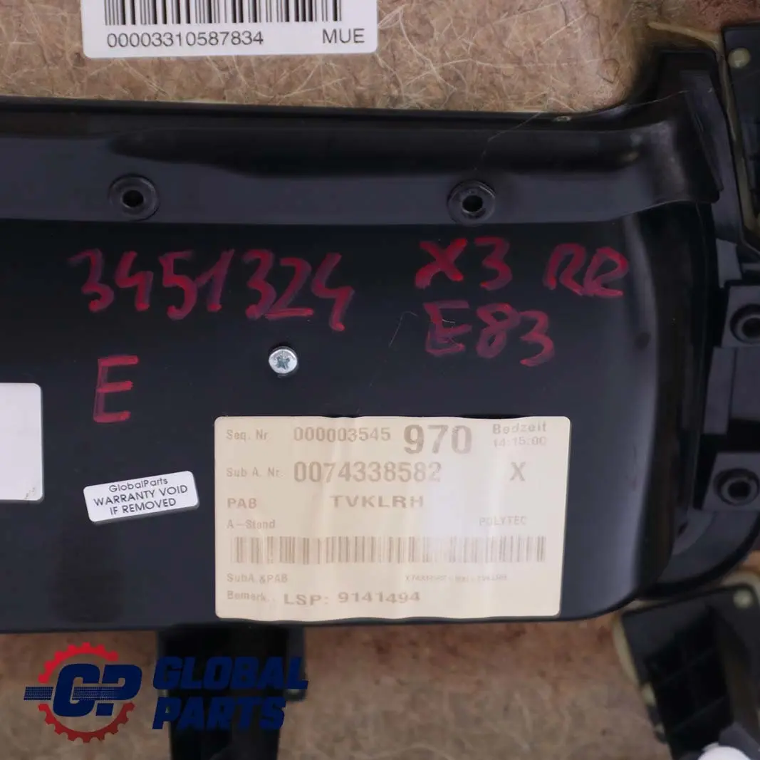 BMW X3 E83 LCI Pannello Porta Posteriore Destra Sensatec Similpelle Nero - SKU 3451324 - Numero di parte 3451324