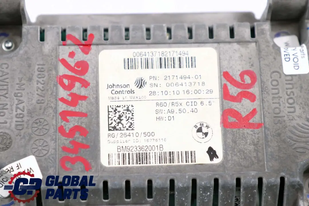 Panel Instrumentos Velocimetro Pantalla De Navegacion para Mini R55 R56 con número de pieza 2171494 Mini R55 R56 Panel Instrumentos Velocimetro Pantalla De Navegacion - SKU 3451496-3 - Número de pieza 2171494