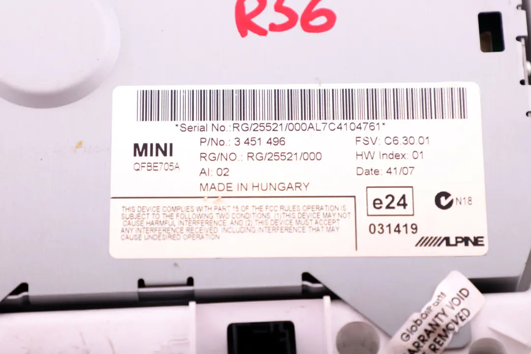 Instrument Cluster Speedo Navigation Display Screen to BMW Mini R55 R56 with Part number 3451496 BMW Mini R55 R56 Instrument Cluster Speedo Navigation Display Screen - SKU 3451496 - Part number 3451496