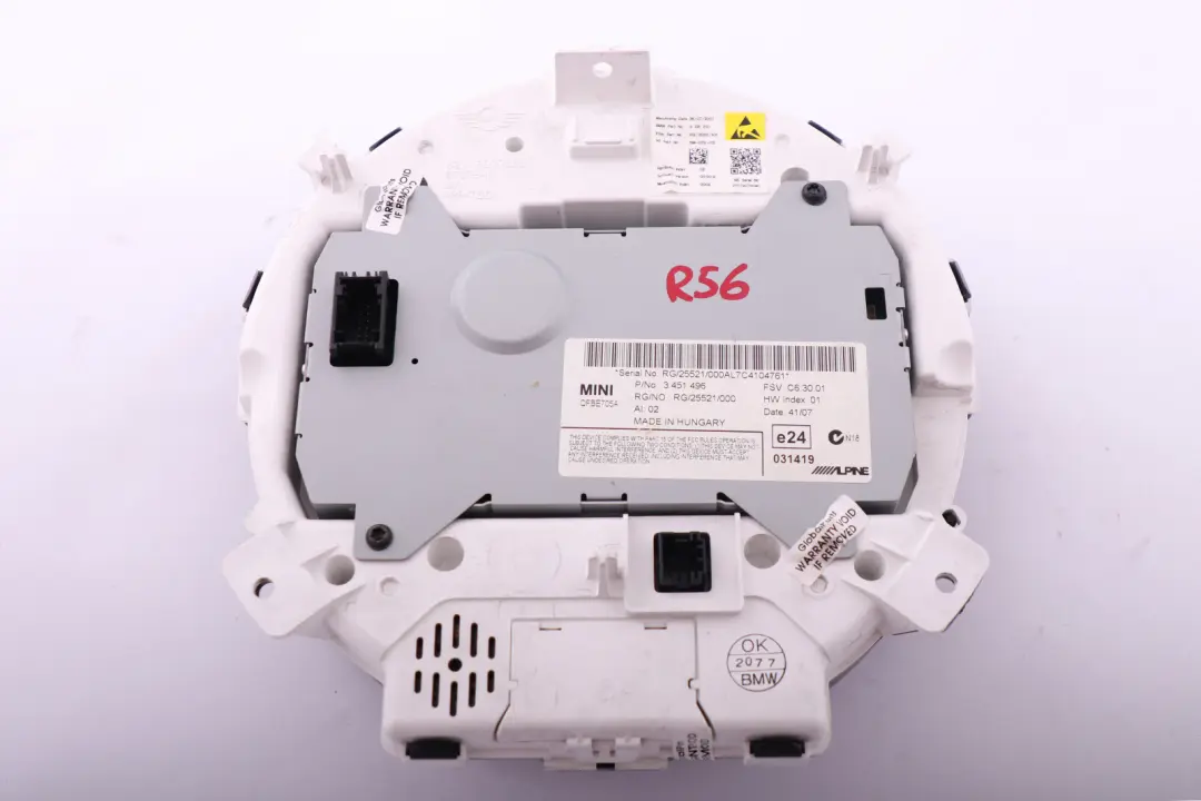 Instrument Cluster Speedo Navigation Display Screen to BMW Mini R55 R56 with Part number 3451496 BMW Mini R55 R56 Instrument Cluster Speedo Navigation Display Screen - SKU 3451496 - Part number 3451496