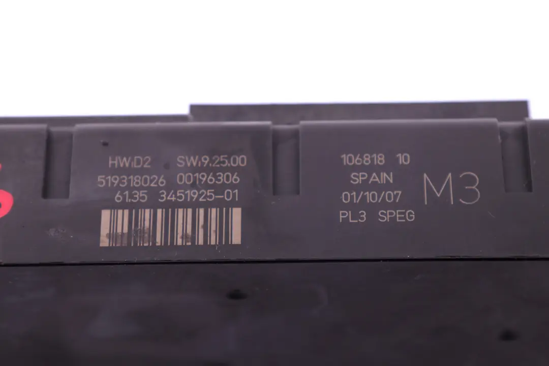 Caja De distribucion De fusibles Mini Cooper One R56 High SPEG DC/DC M3 para con número de pieza 3451925 Caja De distribucion De fusibles Mini Cooper One R56 High SPEG DC/DC M3 - SKU 3451925 - Número de pieza 3451925