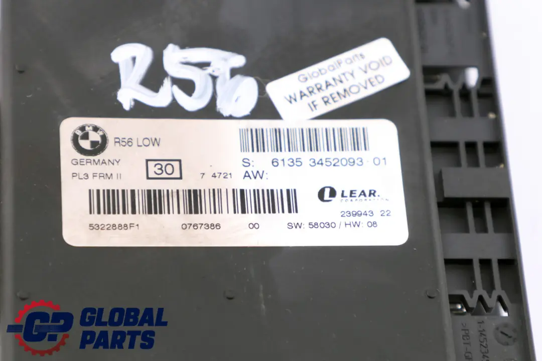 Footwell Light Control Unit Module LOW ECU PL3 FRM II to Mini Cooper R56 with Part number 3452093 Mini Cooper R56 Footwell Light Control Unit Module LOW ECU PL3 FRM II - SKU 3452093 - Part number 3452093