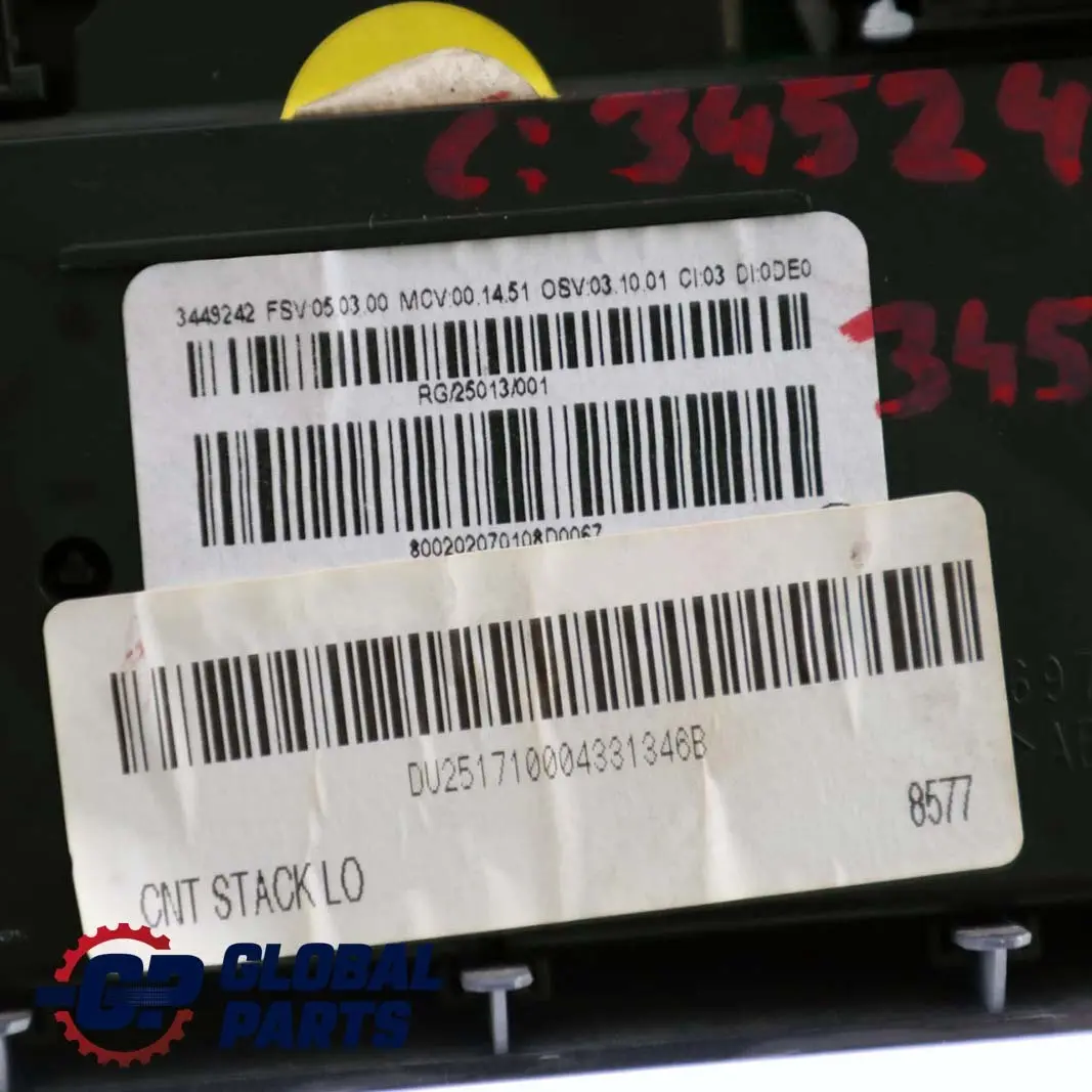 Mini Clubman R55 R56 Cooper Calefaccion Unidad De Control Interruptor - SKU 3452458 - Número de pieza 3452458