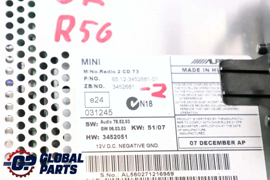  *BMW Mini Cooper One 2 R55 R56 R57 Radio Boost CD 6512 - SKU 3452681-2 - Teilenummer 3452681