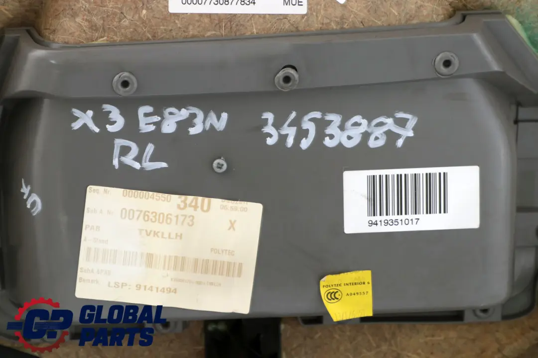 BMW X3 er E83 LCI Türverkleidung Hinten Links Leder Nevada Grau - SKU 3453887 - Teilenummer 3453887
