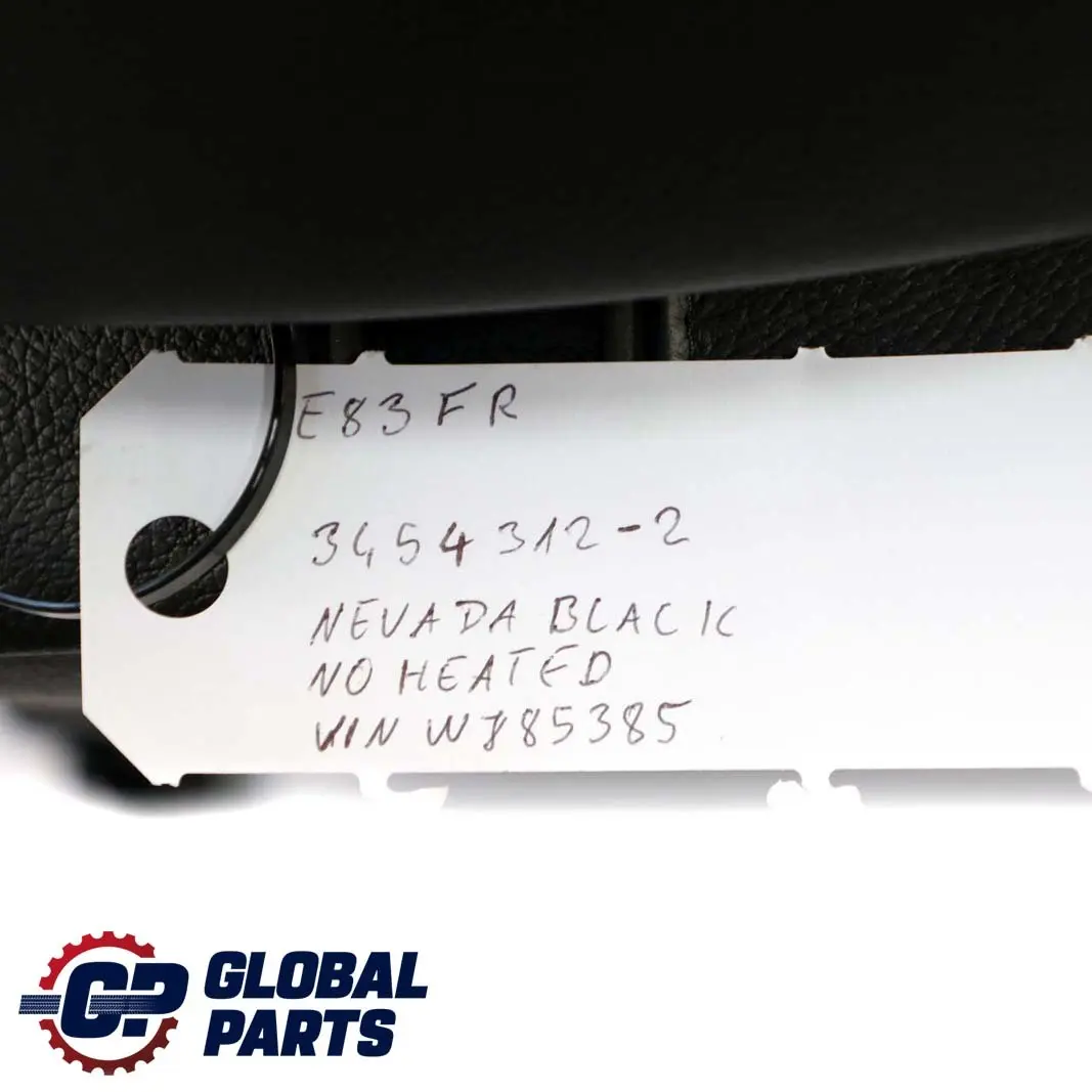 Leather Nevada Front Right O/S Seat to BMW X3 Series E83 LCI Black with Part number 3454312 BMW X3 Series E83 LCI Black Leather Nevada Front Right O/S Seat - SKU 3454312-2 - Part number 3454312