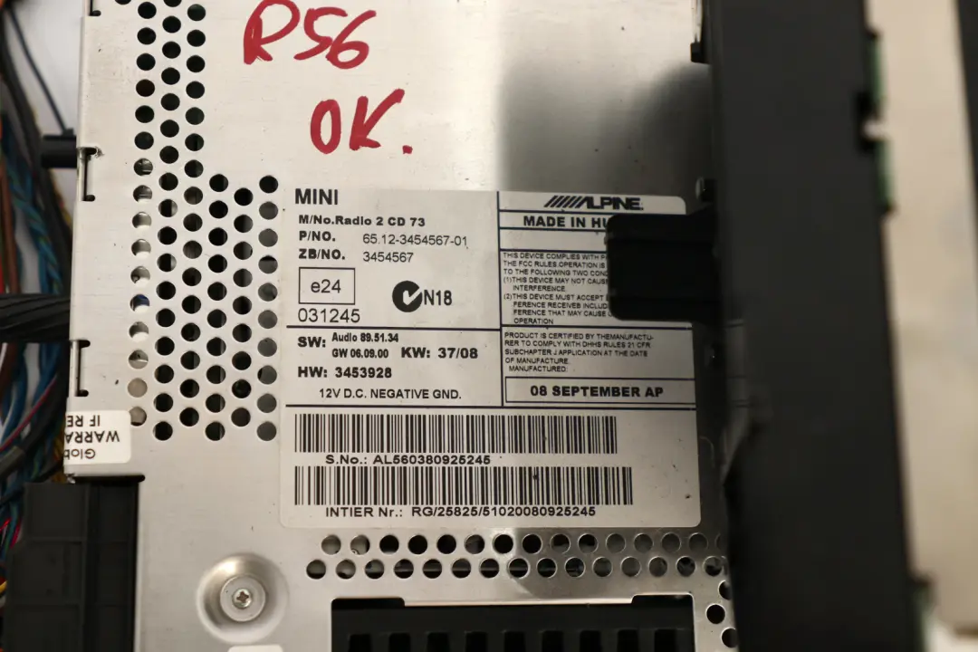 Radio Radioodtwarzacz CD do Mini Cooper One R55 R56 R57 o numerze 3454567 Mini Cooper One R55 R56 R57 Radio Radioodtwarzacz CD - SKU 3454567 - Numer Części 3454567