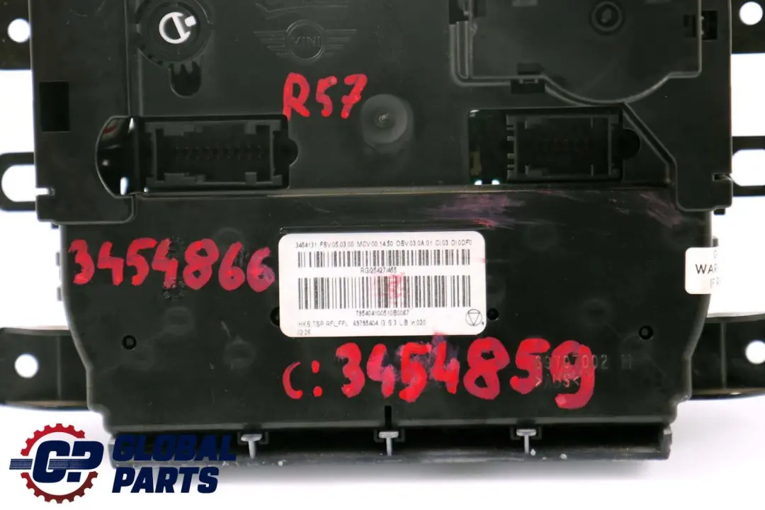 BMW Mini Cooper One R57 Air Conditioning Heater Control Unit Switch 69797002 - SKU 3454859 - Part number 3454859
