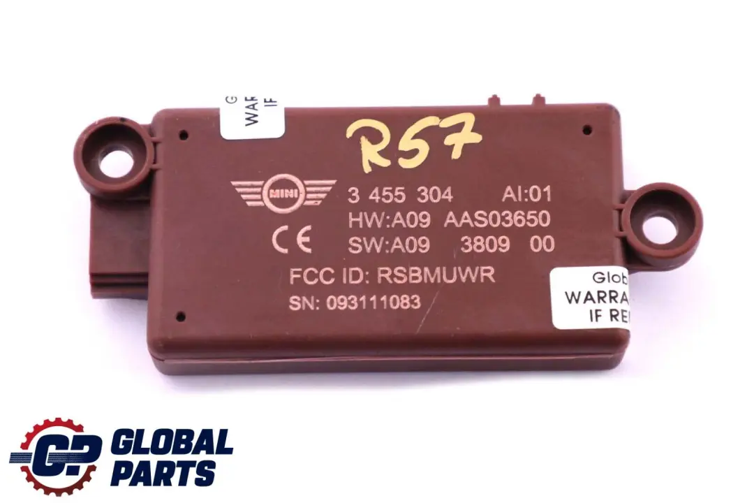 DWA Door Alarm Theft Deterrent System Unit to Mini R57 Cabrio with Part number 3455304 Mini R57 Cabrio DWA Door Alarm Theft Deterrent System Unit - SKU 3455304 - Part number 3455304